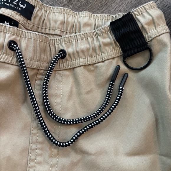 WXYZ Men's Size M Tan Beige Cargo Pants w Drawstring Straight Leg Elastic Waist - Picture 11 of 16